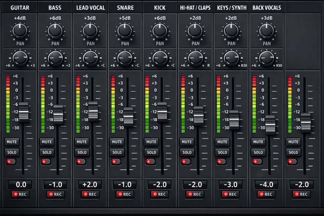 Réglage Accoustique Primaire - Console de Mixage